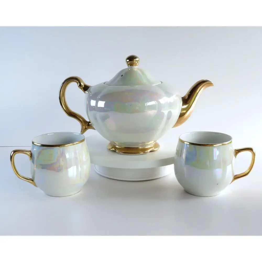 Vintage Ellgreave Heatmaster Teapot, Ditmar Urbach Cups Lusterware Tea Set